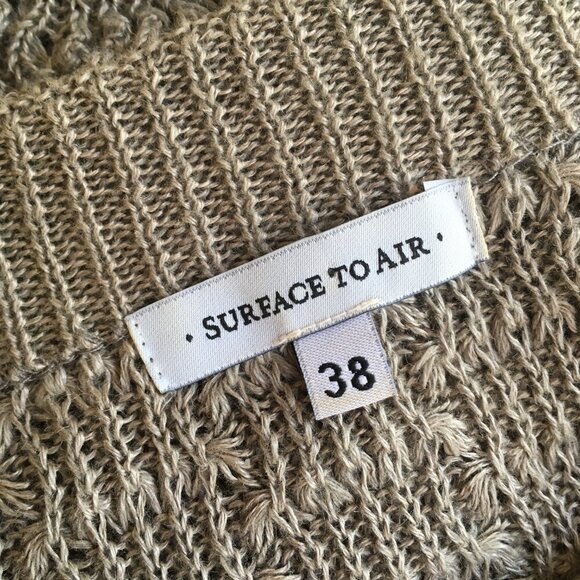 Surface to Air 100% Linen Taupe Knit Raglan Sweater - Picture 4 of 5